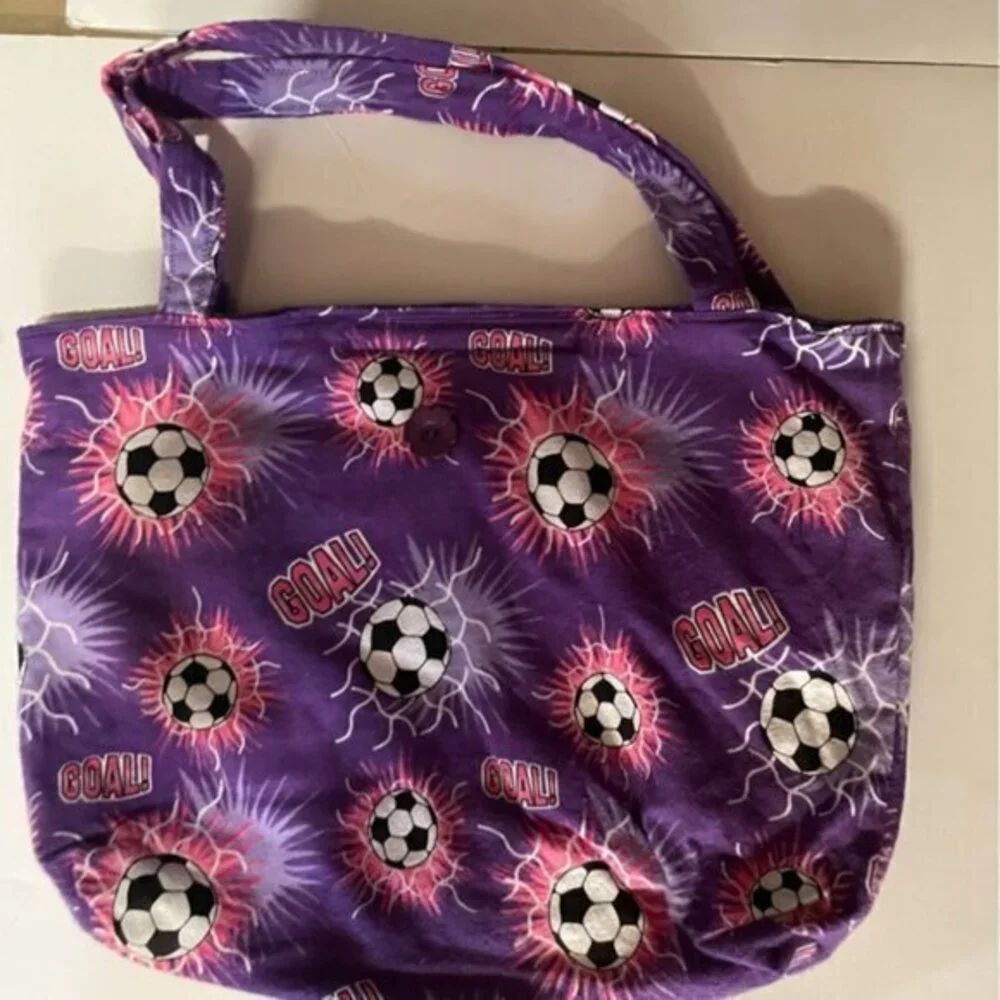 Tote Bag purple Soccer Pattern